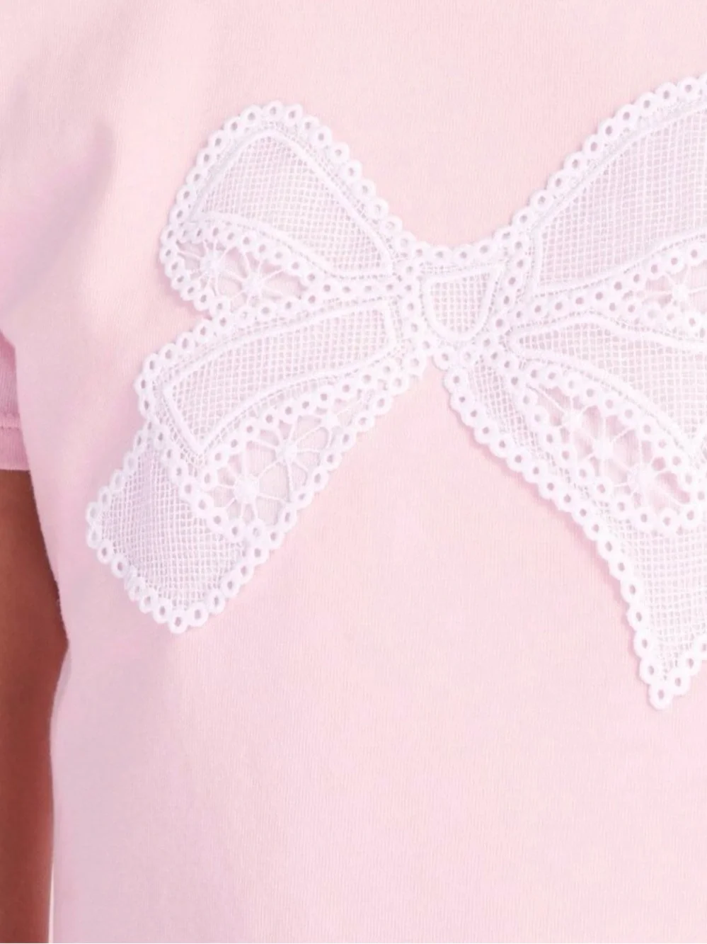 Loveshackfancy x target girls Maeve bow appliqué tshirt pink white size large